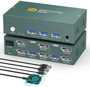GREATHTEK 8K@60Hz DisplayPort KVM Switch 2 Monitors 2 Computers GREATHTEK 8K@60Hz DisplayPort KVM Switch 2 Monitors 2 Computers