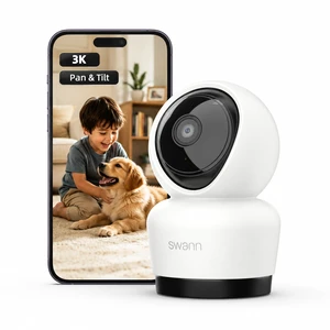 Swann 3K Indoor Pan Tilt WiFi Security Camera, 5MP Plug-in Home PT Camera with Night Vision, Two-Way Audio, Human Motion Detection, Work Security APP Swann 3K Indoor Pan Tilt WiFi Security Camera, 5MP Plug-in Home PT Camera with Night Vision, Two-Way Audio, Human Motion Detection, Work Security APP