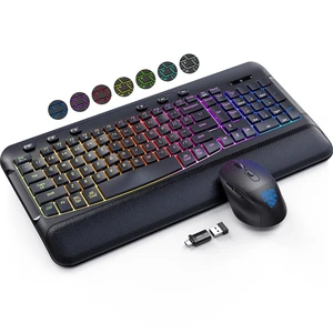 Wireless Keyboard Mouse Set, 9 RGB Backlit, Wrist Rest,Wave Quiet Keys Wireless Keyboard Mouse Set, 9 RGB Backlit, Wrist Rest,Wave Quiet Keys