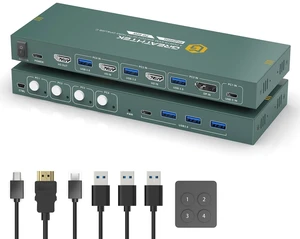 GREATHTEK 4K@60HZ HDMI Displayport USB C KVM Switch 4 Computers 1 Monitor GREATHTEK 4K@60HZ HDMI Displayport USB C KVM Switch 4 Computers 1 Monitor