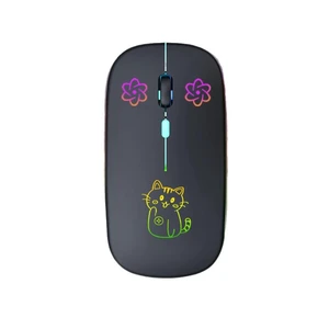 Samudgate Wireless Mouse, Dual Mode Bluetooth 5.2 + 2.4G LED Silent Rechargeable Slim Computer Mouse,Cute Cat Pattern 7-Color Breathing Light, Portable Office Mouse for Laptop PC Tablet MacBook Samudgate Wireless Mouse, Dual Mode Bluetooth 5.2 + 2.4G LED Silent Rechargeable Slim Computer Mouse,Cute Cat Pattern 7-Color Breathing Light, Portable Office Mouse for Laptop PC Tablet MacBook