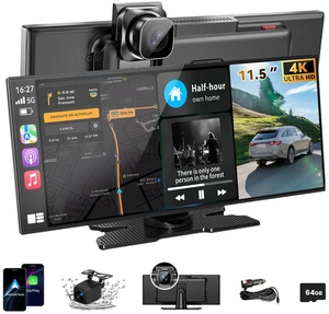 Largest 11.5 inch Wireless CarPlay Screen for Car, A-pple CarPlay & Android Auto HD Touchscreen with 4K Dash Cam/1080P Backup Camera/Navigation/Bluetooth/Voice Control/FM/Mirror Link Largest 11.5 inch Wireless CarPlay Screen for Car, A-pple CarPlay & Android Auto HD Touchscreen with 4K Dash Cam/1080P Backup Camera/Navigation/Bluetooth/Voice Control/FM/Mirror Link