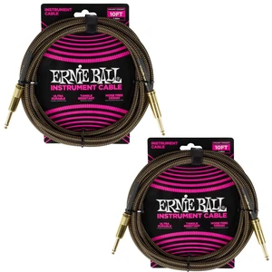 Ernie Ball Braided Instrument Cable Set Straight/Straight Length 10ft in Pay Dirt (P06428) - Pack of 2 Ernie Ball Braided Instrument Cable Set Straight/Straight Length 10ft in Pay Dirt (P06428) - Pack of 2