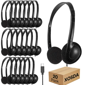XOSDA USB C Headphones Bulk 20 Pack for Classroom School Kids Students, On-Ear Wired Type C Headset for Children Travel Testing Compatible with Tablet Smartphones (LS857C,20 Black) XOSDA USB C Headphones Bulk 20 Pack for Classroom School Kids Students, On-Ear Wired Type C Headset for Children Travel Testing Compatible with Tablet Smartphones (LS857C,20 Black)