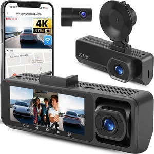 4K 3 Channel Dash Cam Front and Rear Inside 3.16 Inch Dash Camera for Cars 4K 3 Channel Dash Cam Front and Rear Inside 3.16 Inch Dash Camera for Cars