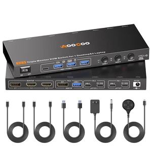 USB C DP KVM Switch 3 Computers 3 Monitors,4K/1080P@60Hz MST KVM Switch for 1 PC&2 Laptop Share 3 Monitor with 4 USB3.0 Devices,PD for Laptop, USB Cables and Power Adapter(4K USB C DP 3 in 3 Out KVM) USB C DP KVM Switch 3 Computers 3 Monitors,4K/1080P@60Hz MST KVM Switch for 1 PC&2 Laptop Share 3 Monitor with 4 USB3.0 Devices,PD for Laptop, USB Cables and Power Adapter(4K USB C DP 3 in 3 Out KVM)