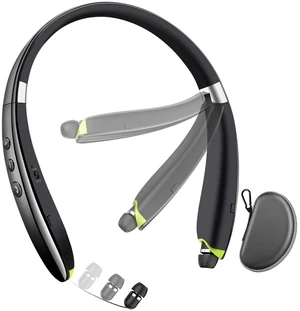 Neckband Bluetooth Headphones with Retractable Earbuds, Foldable Wireless Headset with Vibration Call Alert, 18H Playtime, Noise Cancelling Earphones with Mic for Sports Running Driving Office Neckband Bluetooth Headphones with Retractable Earbuds, Foldable Wireless Headset with Vibration Call Alert, 18H Playtime, Noise Cancelling Earphones with Mic for Sports Running Driving Office