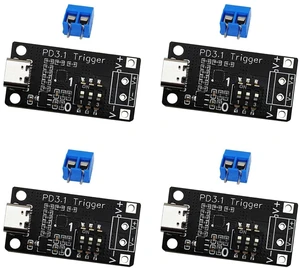 4PCS Type-C PD3.0/3.1 QC Trigger Module 5V 9V 12V 15V 20V 28V 5A Adjustable Voltage Fast Charge Power Trigger Board USB-C Female Input 4PCS Type-C PD3.0/3.1 QC Trigger Module 5V 9V 12V 15V 20V 28V 5A Adjustable Voltage Fast Charge Power Trigger Board USB-C Female Input