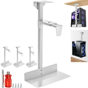 Adjustable Under Desk PC Tower Mount,Clamp-on Computer Case Holder withStorage Shelf, Height Adjustable Metal PCHanger Stand for ATX MATX ITX, SpaceSaving Gaming PC Organizer for OfficeHome < White> Adjustable Under Desk PC Tower Mount,Clamp-on Computer Case Holder withStorage Shelf, Height Adjustable Metal PCHanger Stand for ATX MATX ITX, SpaceSaving Gaming PC Organizer for OfficeHome < White>