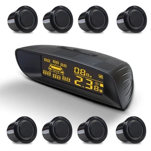 Front & Rear 8 Parking Sensor Kit with LCD Display Parktronic 22mm Probes Reverse Backup Radar System Distance Detection Sound Warning for Vehicle car SUV Front & Rear 8 Parking Sensor Kit with LCD Display Parktronic 22mm Probes Reverse Backup Radar System Distance Detection Sound Warning for Vehicle car SUV