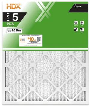 HDX Pleated Dust and Pollen Medium Efficiency Air Filter FPR 5, 3-Pack, Size: 20 x 30 x 1