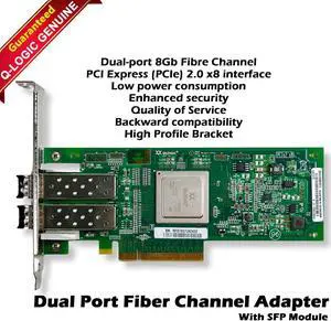 Q-Logic QLE2562 PCIe 2.0 8GB Dual Port Host Bus Adapter Card SFP+ Full Height