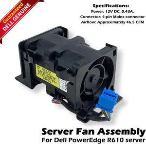 Dell PowerEdge R610 12V, 40x40 Cooling Fan Assembly 3000 RPM 0WW2YY