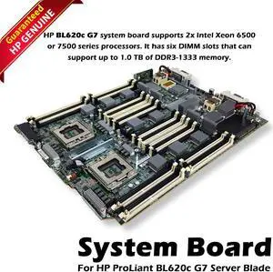 HP ProLiant BL620c G7 Server Motherboard  Intel Socket FCLGA1567, 32x DDR3 Memory Slots 644496-001
