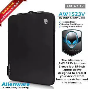 Dell Alienware AW1523V Horizon Sleeve Black 15" Inches Anti-Scratch Lining 88C72 LOT x 10
