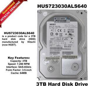 Hitachi Ultrastar HUS723030ALS640 3TB 7.2K 64MB SAS-6Gb/s 3.5" HDD 0B26311