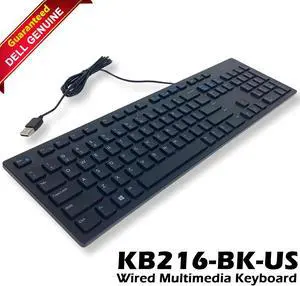 Dell QWERTY USB Wired Keyboard Black KB216-BK-US RKR0N