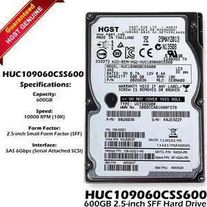 HGST HUC109060CSS600 Travelstar C10K900 600GB 10K 2.5" 6Gb/s SAS HDD 0B26036