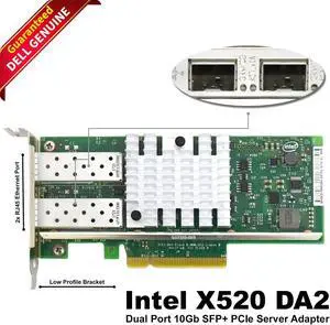 Dell X520-DA2 10Gb Dual Port SFP+ Network Adapter Low Profile 942V6