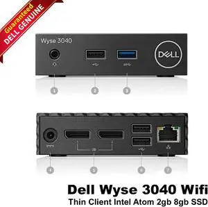 Dell Wyse 3040 WiFi ThinOS 8.6 2GB RAM 8GB SSD Intel Atom X5-Z8350 1.44GHz 3YX35