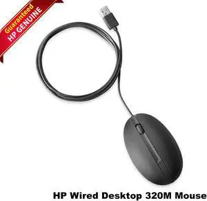 HP Wired Desktop 320M Optical USB Scroll Mouse Black L96910-001