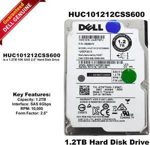 Dell HUC101212055400 1.2TB 10K RPM SAS 6Gb/s 2.5" HDD Hard Drive 0B28470 0T6TWN