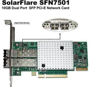 Solar Flare 2-Port 10GbE SFP+ PCIe 3.0 Server Adapter S7120 SFC9120 SFN7501