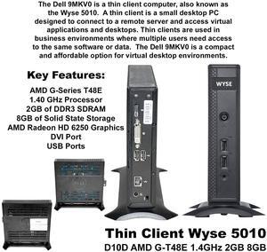 Dell Wyse 5010 D10D Thin Client AMD G-T48E 1.4GHz 2GB RAM 8GB SSD with adapter 9MKV0-SP-A21