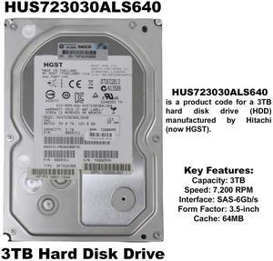 Hitachi Ultrastar HUS723030ALS640 3TB 7200RPM 64MB Cache SAS 6Gbs 3.5in Enterprise HDD 0B26311