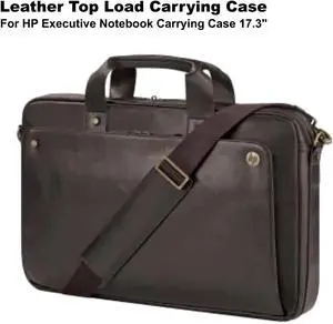 HP 17.3" Executive Brown Leather Laptop Briefcase Top Load Bag Case