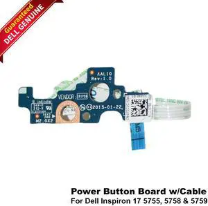 Dell Inspiron 17 5755, 5758, & 5759 Power Button Board w/Cable T2CVC
