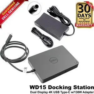 Dell WD15 K17A USB-C Docking Station with 130W AC Adapter Universal Laptop Dock WD15-0VJCH5