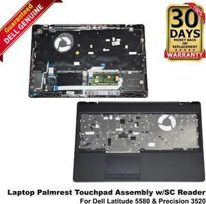 Dell latitude 5580 & Precision 3520 Laptop Palmrest Touchpad Assembly w/SC Reader P9JJV