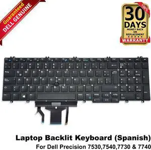 Dell Precision 7530, 7540, 7730 & 7740 Laptop Backlit Keyboard (Spanish) XCKYD