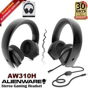 Dell Alienware Stereo PC Gaming Headset AW310H: 50mm Hi-Res Drivers - Sports Fabric Memory Foam Earpads - Works with PS4, Xbox One & Switch via 3.5mm Jack RTCMY