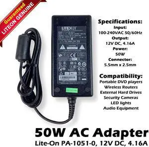 Dell Liteon 50W AC Lite-On PA-1051-0 12V DC, 4.16A Power Adapter 5KTNX