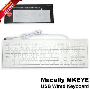 Macally USB Wired 104-Key Full Size Keyboard White MKEYE