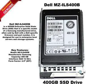 Dell Samsung MZ-ILS400B 400GB SAS 12Gbps 2.5 Inch SSD with Tray MFC6G
