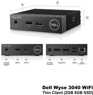 Dell Wyse 3040 Thin Client Intel Atom X5-Z8350 2GB RAM 8GB SSD WiFi FGYD2