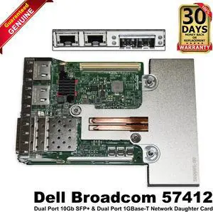 Dell Broadcom 57412 Dual Port 10Gb SFP+ & Dual Port 1GBase-T Network Daughter Card NWMNX