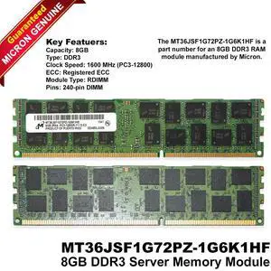 Micron MT36JSF1G72PZ-1G6K1 8GB DDR3 1600Mhz Server Memory Module