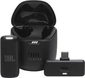 JBL Quantum Stream Wireless USB-C Microphone  Portable 2.4 GHz Clip-On Mic With Charging Case