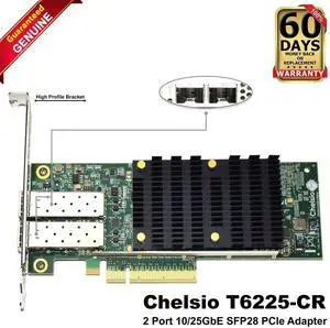 Dell T6225-CR 2-Port 1/10/25GbE PCIe x8 Unified Wire Network Adapter XN4H9 5TX3G - OEM Dell T6225-CR 2-Port 1/10/25GbE PCIe x8 Unified Wire Network Adapter XN4H9 5TX3G - OEM