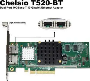 Dell Chelsio T520-BT Dual-Port 10GbE RJ45 PCIe Network Adapter Card PVMTG - OEM Dell Chelsio T520-BT Dual-Port 10GbE RJ45 PCIe Network Adapter Card PVMTG - OEM