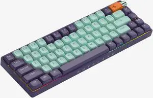 ProtoArc X RoyalAxe R68 60 Percent Mechanical Keyboard, Gateron G Pro 3.0 Yellow Switch, Hot Swappable Wired/Bluetooth/2.4G Wireless Keyboard with RGB Light for Windows & Mac, PBT Keycaps Starry Cyan