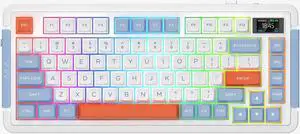 ProtoArc X RoyalAxe L75 Mechanical Keyboard, Hot-swappable Wired/Bluetooth 5.0/2.4G Wireless Keyboard with RGB Backlit for Windows & Mac, PBT Keycaps, Gateron Yellow Switch Pro Blue White