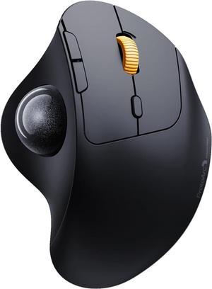 ProtoArc Wireless Trackball Mouse, EM04 Ergonomic Bluetooth Rollerball Mouse Rechargeable Computer Laptop Mouse, Thumb Control & 3 Device Connection, Compatible with PC, iPad, Mac, Windows