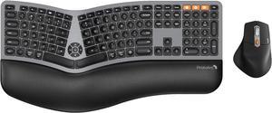 Ergonomic Wireless Keyboard Mouse ProtoArc EKM01 Plus Full Size Ergo Bluetooth Keyboard Mouse Combo Split Design Wrist Rest MultiDevice Rechargeable for WindowsMac OS