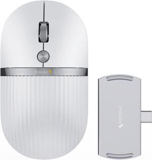 ProtoArc USB C Wireless Bluetooth Mouse, Multi-Device HubMouse with Type C Hub Portable Silent Rechargeable Computer Laptop Mouse for iPad, PC, Tablet, MacBook, Surface Pro-Silver