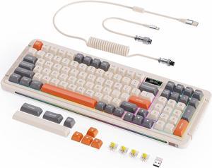 ProtoArc X RoyalAxe L98 Mechanical Keyboard with 1.14 TFT LCD, Hot-swappable RGB Keyboard w/Gateron G Yellow Pro Switches, Bluetooth/2.4G/Wired, Gasket Structure, PBT Keycaps